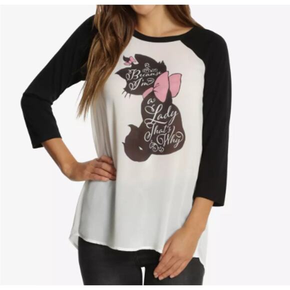 Disney Aristocats Marie Women's Raglan Tee - Size Large Sheer NWT Boxlunch - Picture 1 of 13